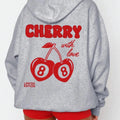 Women'WB shield Cherry & Letter Print Drop Shoulder Hoodie, Fashion Casual Drawstring Pocket Hooded Sweatshirt for Daily...
