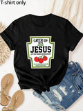 Women'WB shield Cherry & Letter Print Round Neck Tee, Fashion Casual Crew Neck T-shirt for Daily Holiday Vacation Outdoor...