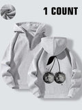 Women'WB shield Cherry & Letter Print Zip Up Hoodie, Casual Drop Shoulder Long Sleeve Hooded Sweatshirt for Fall &...