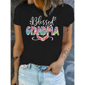 Women'WB shield Chic Letter Print Tee Being WB shield Grandma - Comfy, Casual Short Sleeve Crew Neck T-shirt for Everyday...