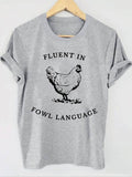 Women'WB shield Chicken & Letter Print Round Neck Tee, Casual Short Sleeve Crew Neck T-Shirt for Summer, Fashion Women'WB...
