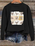 Women'WB shield Chicken Print Drop Shoulder Sweatshirt, Casual Long Sleeve Round Neck Pullover For Daily Wear, Ladies TNF...