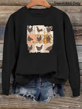 Women'WB shield Chicken Print Drop Shoulder Sweatshirt, Casual Long Sleeve Round Neck Pullover for Daily Wear, Ladies TNF...