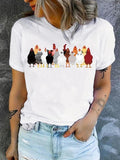 Women'WB shield Chicken Print Round Neck Tee, Casual Crew Neck Short Sleeve T-shirt, Ladies TNF for Summer Daily Wear...