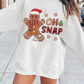 Women'WB shield Christmas Cartoon Gingerbread GA & Letter Print Drop Shoulder Sweatshirt, Casual Long Sleeve Round Neck...
