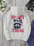 Women'WB shield Christmas Cartoon Raccoon & Letter Print Drop Shoulder TNF Lined Hoodie, Fashion Casual Drawstring Pocket...