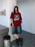 Women'WB shield Christmas Graphic Round Neck Tee, Fashion Casual Drop Shoulder Short Sleeve Halloween T-shirt, Ladies...
