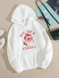 Women'WB shield Christmas Letter & Santa Claus Print Drop Shoulder Hoodie, Fashion Casual Drawstring Pocket Hooded...