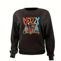 Women'WB shield Christmas Letter Print Crew Neck Sweatshirt, Casual Drop Shoulder Long Sleeve Pullover, Women'WB shield...