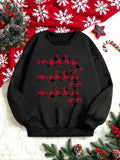 Women'WB shield Christmas Letter Print Crew Neck Sweatshirt, Swoosh Count Casual Long Sleeve Pullover for Fall & Winter,...