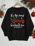 Women'WB shield Christmas Letter Print Drop Shoulder Sweatshirt, Casual Long Sleeve Round Neck Pullover for Daily Wear,...