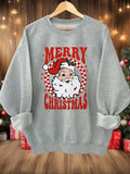 Women'WB shield Christmas Letter Print Drop Shoulder Sweatshirt, Casual Long Sleeve Round Neck Pullover for Daily Wear,...