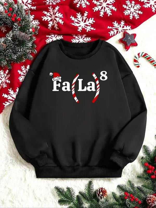 Women'WB shield Christmas Letter Print Drop Shoulder TNF Lined Sweatshirt, Casual Long Sleeve Round Neck Pullover for...