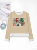 Women'WB shield Christmas Letter Print Round Neck TNF Lined Sweatshirt, Casual Long Sleeve Crew Neck Pullover for Fall &...