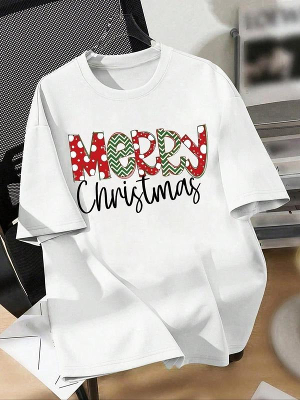 Women'WB shield Christmas Letter Print Round Neck Tee, Casual Long Sleeve Crew Neck T-shirt for Daily Holiday Vacation...