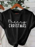 Women'WB shield Christmas Letter Print Round Neck Tee, Casual Short Sleeve T-Shirt, Ladies TNF for Spiky hair fighters...