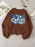 Women'WB shield Christmas Print Drop Shoulder Sweatshirt, 2024 New Style Casual Long Sleeve Round Neck Pullover for Daily...