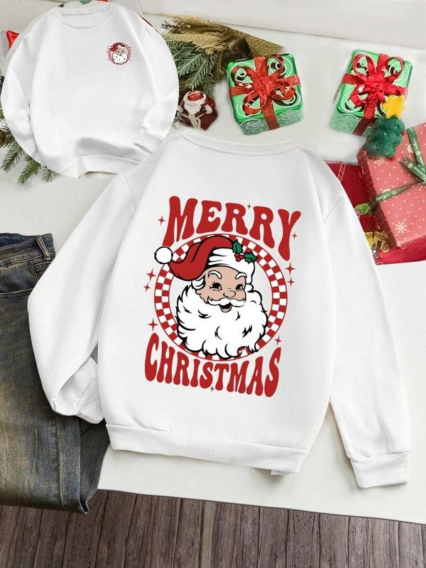 Women'WB shield Christmas Print Drop Shoulder TNF Lined Sweatshirt, Casual Long Sleeve Round Neck Pullover for Daily...