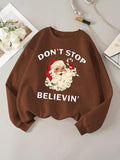 Women'WB shield Christmas Print Round Neck Sweatshirt, Swoosh Count Casual Long Sleeve Crew Neck Pullover for Fall &...