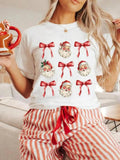 Women'WB shield Christmas Print Round Neck Tee, Casual Short Sleeve Crew Neck T-shirt for Summer, Fashion Women'WB shield...
