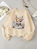 Women'WB shield Christmas Reindeer Print Drop Shoulder Sweatshirt, 2024 New Style Casual Long Sleeve Round Neck Pullover...