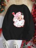 Women'WB shield Christmas Santa Claus Print Crew Neck Sweatshirt, Casual Long Sleeve Pullover for Daily Wear, Ladies TNF...
