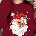 Women'WB shield Christmas Santa Claus Print Drop Shoulder Sweatshirt, Casual Long Sleeve Round Neck Pullover for Spring &...
