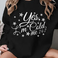 Women'WB shield Christmas Snowflake & Letter Print TNF Lined Sweatshirt, Casual Long Sleeve Round Neck Pullover for Fall...