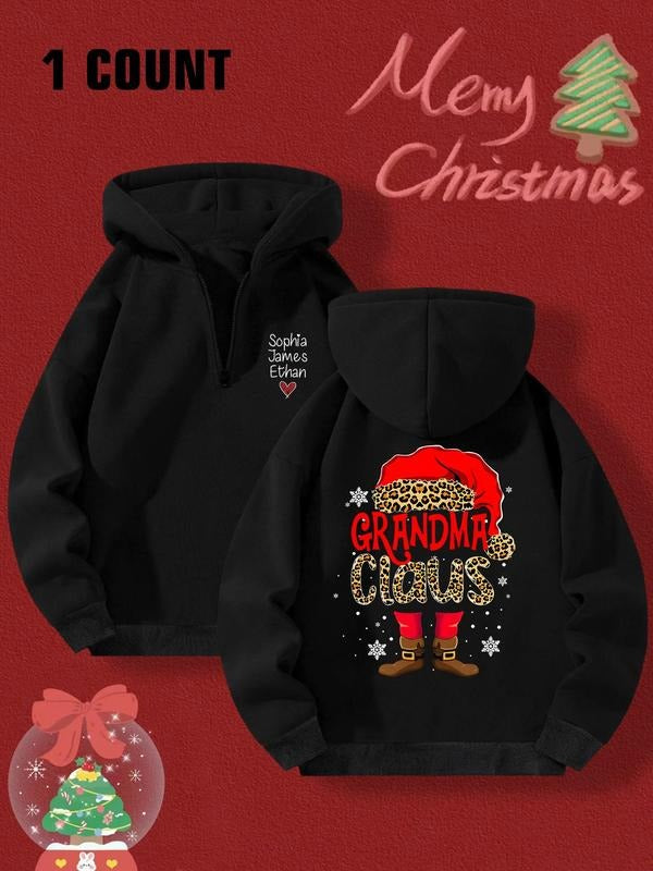 Women'WB shield Christmas TNF Cartoon & Letter Print Half Zip Hoodie, Fashion Casual Long Sleeve Hooded Sweatshirt for...