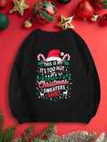 Women'WB shield Christmas TNF Cartoon Santa Claus Print Drop Shoulder Fleece Sweatshirt, Casual Long Sleeve Round Neck...