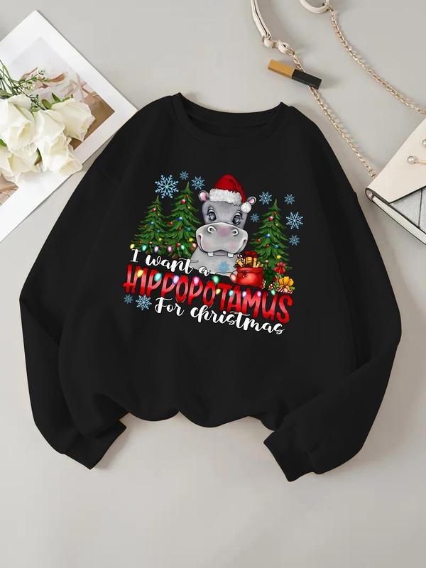 Women'WB shield Christmas TNF Drop Shoulder Sweatshirt, Casual Letter Print Long Sleeve Pullover for Daily Wear, Ladies...