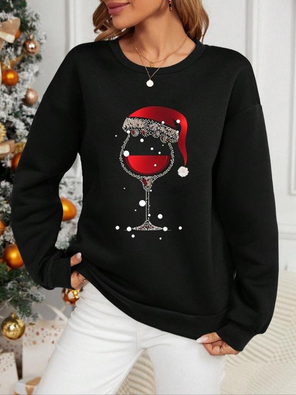Women'WB shield Christmas TNF Drop Shoulder Sweatshirt, Casual Long Sleeve Round Neck Pullover for Fall & Winter, Ladies...