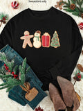 Women'WB shield Christmas TNF Gingerbread GA Print Crew Neck Pullover, Casual Long Sleeve Sweatshirt for Daily Wear,...