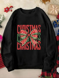 Women'WB shield Christmas TNF Letter & Bow Print Crew Neck Sweatshirt, Casual Long Sleeve Pullover for Daily Wear, Ladies...