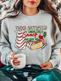Women'WB shield Christmas TNF Letter & Graphic Print Drop Shoulder Sweatshirt, Casual Long Sleeve Round Neck Pullover for...