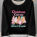 Women'WB shield Christmas TNF Letter Graphic TNF Lined Tee, Casual Long Sleeve Round Neck T-shirt for Fall & Winter,...