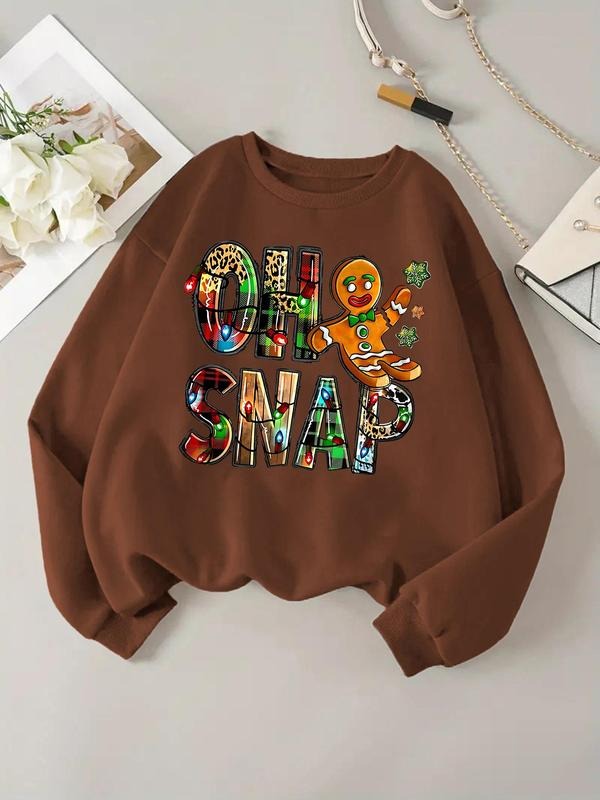 Women'WB shield Christmas TNF Letter Print Crew Neck Sweatshirt, Casual Long Sleeve Pullover for Daily Wear, Ladies TNF...