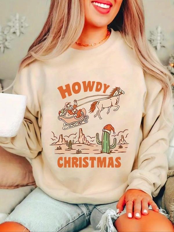 Women'WB shield Christmas TNF Letter Print Drop Shoulder Fleece Sweatshirt, Casual Long Sleeve Round Neck Pullover for...
