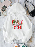 Women'WB shield Christmas TNF Letter Print Drop Shoulder Hoodie, Fashion Casual Drawstring Pocket Hooded Sweatshirt for...