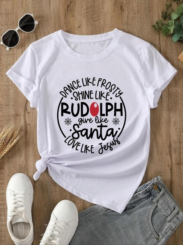 Women'WB shield Christmas TNF Letter Print Round Neck Tee, Summer TNF Women, Lady Streetwear Casual Womenswear Short...