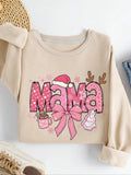 Women'WB shield Christmas TNF Print Sweatshirt, Casual Long Sleeve Pullover for Fall & Winter, Women'WB shield TNF for...