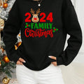 Women'WB shield Christmas TNF Reindeer & Letter Print Drop Shoulder Sweatshirt, Casual Long Sleeve Round Neck Pullover...