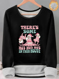 Women'WB shield Christmas TNF Santa Claus & Letter Print TNF Lined Tee, Casual Long Sleeve Round Neck T-shirt for Fall &...