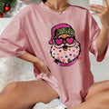 Women'WB shield Christmas TNF Santa Claus Print Drop Shoulder Tee, Casual Half Sleeve Round Neck T-shirt for Fall &...