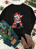 Women'WB shield Christmas TNF Santa Claus Print Pullover Sweatshirt, Casual Long Sleeve Crew Neck Sweatshirt for Fall &...