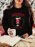 Women'WB shield Christmas TNF Sweatshirt, Casual Letter & Drink Print Long Sleeve Pullover for Daily Wear, Ladies TNF for...