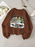 Women'WB shield Christmas TNF Sweatshirt, Casual Letter Print Long Sleeve Pullover for Fall & Winter, Women'WB shield TNF...