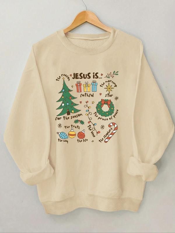 Women'WB shield Christmas TNF Sweatshirt, Casual Letter Print Long Sleeve Pullover, Ladies Fall & Winter TNF for Daily...