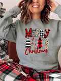 Women'WB shield Christmas Tree & Letter Print Crew Neck Sweatshirt, Casual Long Sleeve Pullover for Daily Wear, Ladies...