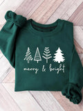 Women'WB shield Christmas Tree & Letter Print Crew Neck Sweatshirt, Casual Long Sleeve Pullover for Fall & Winter, Ladies...